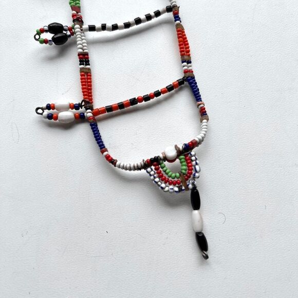 Vintage Maasai Beaded Ladder Earring – Kenyan Tribal Jewelry with Unique Story - Picture 3 of 10